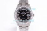Swiss Replica Fully Iced Out Rolex Day Date Watch Black Roman Dial